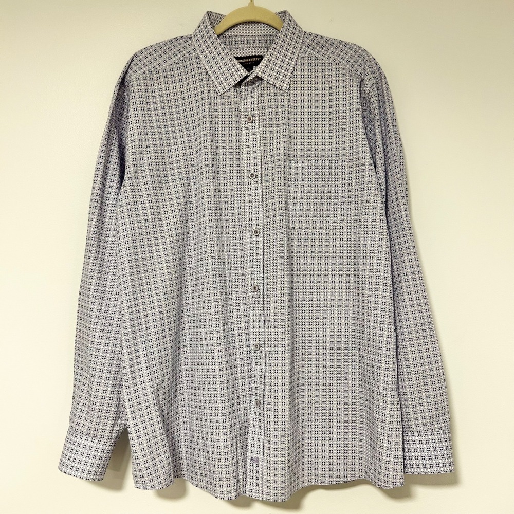 Johnston & Murphy Mens Dress Shirt Patterned Long Sleeve Button Up XL‎